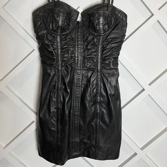 Balmain | Dresses | Balmain Black Leather Dress | Poshmark